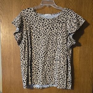 Leopard Print Ruffle Sleeve Top